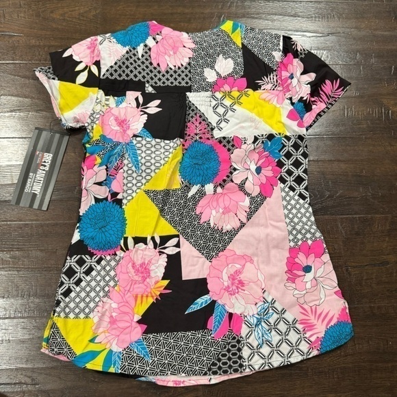 Grey’s Anatomy Geo Blossom Scrub Top Size XS Women - Picture 3 of 9